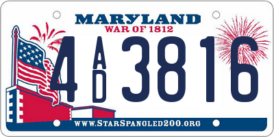 MD license plate 4AD3816