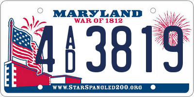 MD license plate 4AD3819