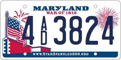 MD license plate 4AD3824