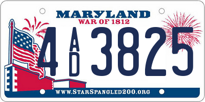 MD license plate 4AD3825