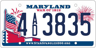 MD license plate 4AD3835