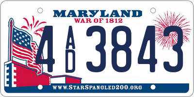 MD license plate 4AD3843