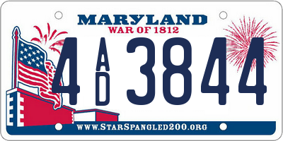 MD license plate 4AD3844