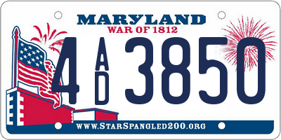 MD license plate 4AD3850