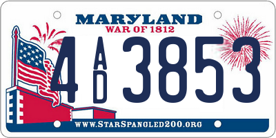 MD license plate 4AD3853