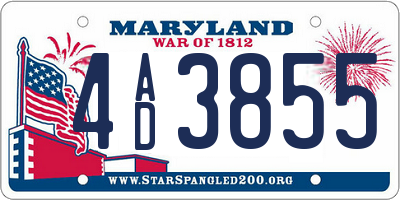 MD license plate 4AD3855