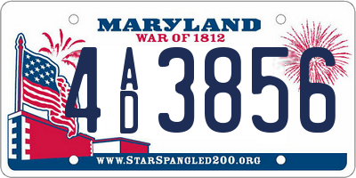 MD license plate 4AD3856