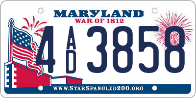 MD license plate 4AD3858
