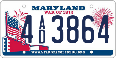 MD license plate 4AD3864