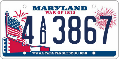 MD license plate 4AD3867