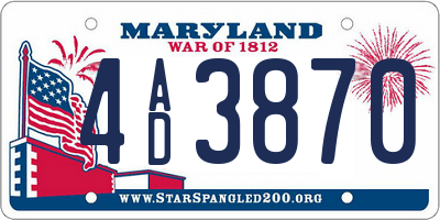 MD license plate 4AD3870