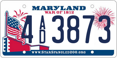 MD license plate 4AD3873