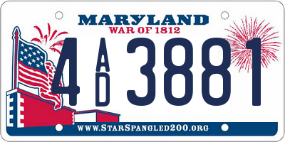 MD license plate 4AD3881