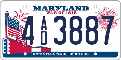 MD license plate 4AD3887