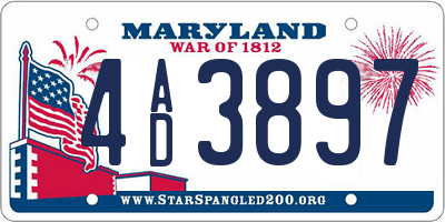 MD license plate 4AD3897