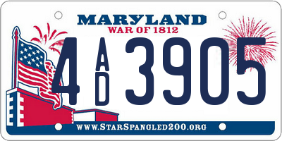 MD license plate 4AD3905