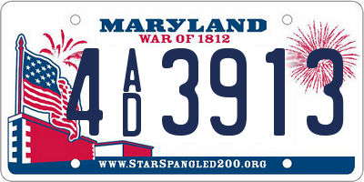 MD license plate 4AD3913