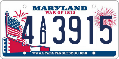 MD license plate 4AD3915
