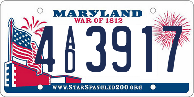 MD license plate 4AD3917