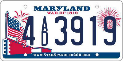MD license plate 4AD3919