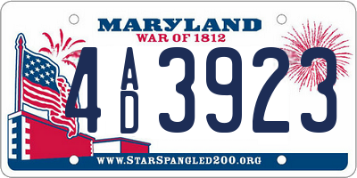 MD license plate 4AD3923