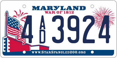 MD license plate 4AD3924