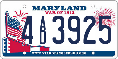 MD license plate 4AD3925