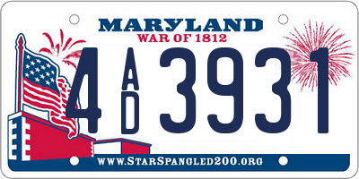 MD license plate 4AD3931