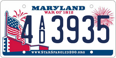 MD license plate 4AD3935