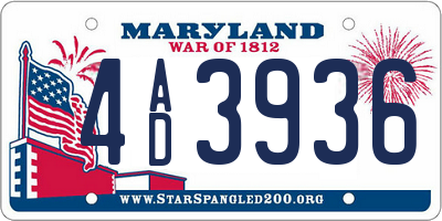 MD license plate 4AD3936