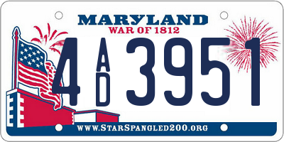 MD license plate 4AD3951