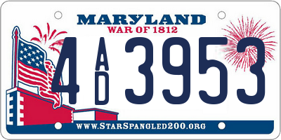 MD license plate 4AD3953