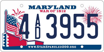 MD license plate 4AD3955