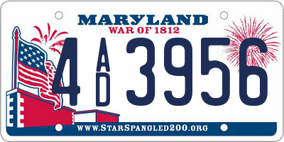 MD license plate 4AD3956