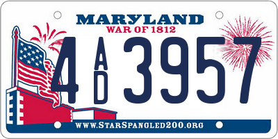 MD license plate 4AD3957
