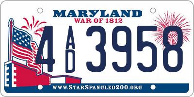 MD license plate 4AD3958