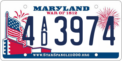 MD license plate 4AD3974
