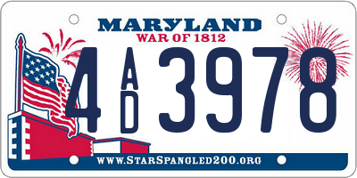 MD license plate 4AD3978