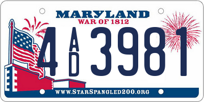 MD license plate 4AD3981