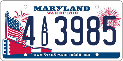 MD license plate 4AD3985
