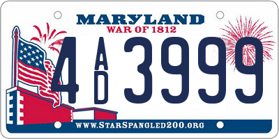 MD license plate 4AD3999