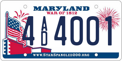 MD license plate 4AD4001