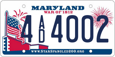 MD license plate 4AD4002