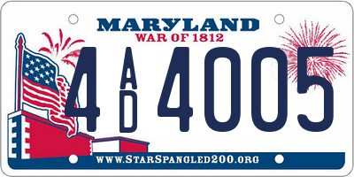 MD license plate 4AD4005