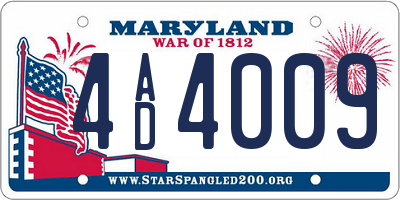 MD license plate 4AD4009