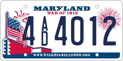 MD license plate 4AD4012