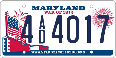 MD license plate 4AD4017