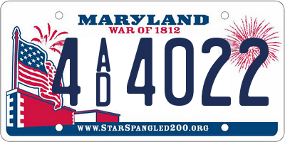 MD license plate 4AD4022