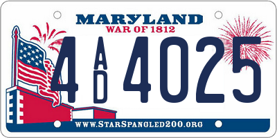 MD license plate 4AD4025