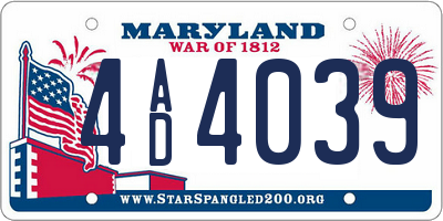 MD license plate 4AD4039